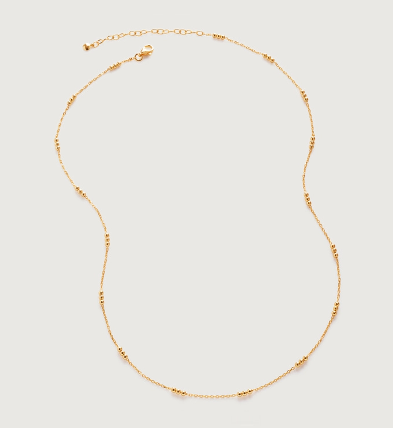 Triple Beaded Chain Necklace Adjustable 46cm-50cm/18-20' | Monica Vinader