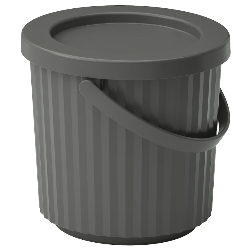 DAMMÄNG Bin with lid - dark gray 8 l (2 gallon)