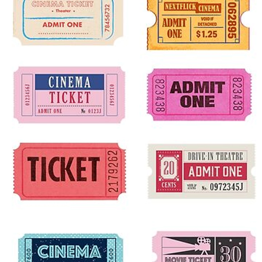 Vintage Movie Ticket Admit One Stub Sticker pack | Sticker