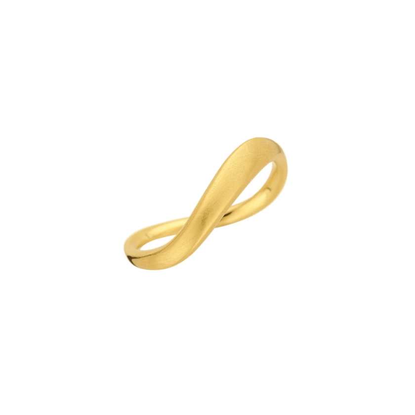 Yellow 18k recycled gold Delia Brushed Ring, Luxury wedding band by Kimaï