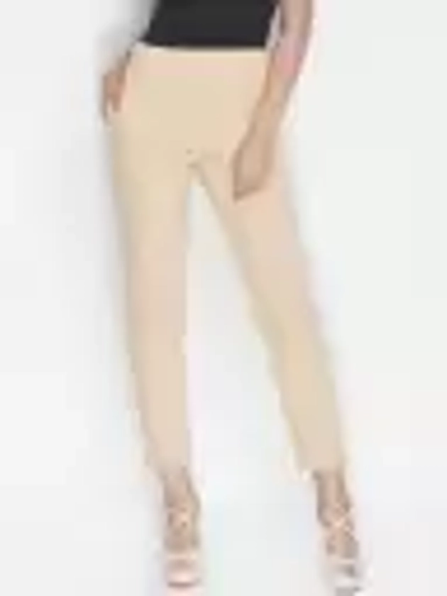 Lyra Slim Fit Women Beige Trousers