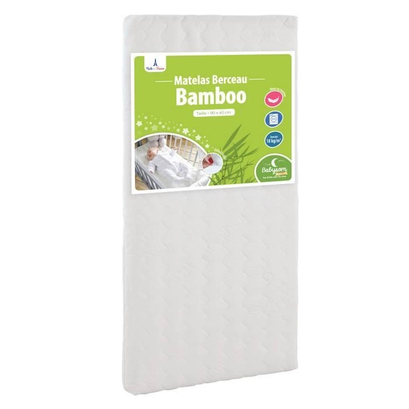 Matelas de Berceau Bamboo - Babysom - 90x40 cm - Viscose Douce et Fraîche - Épaisseur 5 cm - Oeko-Tex®