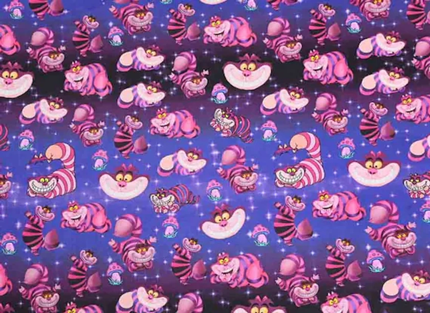 The Cheshire Cat Fabric Alice Fabric Alice in Wonderland Fabric Cartoon Anime Cotton Fabric By The Half Yard