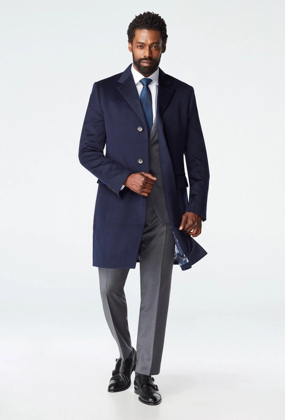 Men's Custom Overcoats - Heartford Quilted Navy Overcoat | INDOCHINO