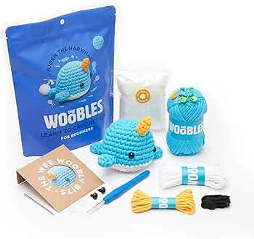 The Woobles Beginners Crochet Kit with Easy Peasy Yarn as seen on Shark Tank - with Step-by-Step Video Tutorials - Bjørn The Narwhal