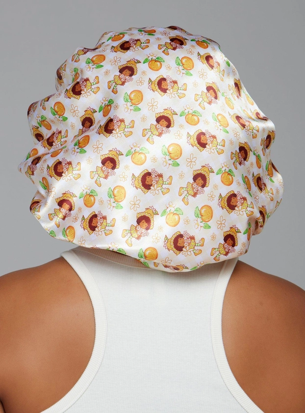 Strawberry Shortcake Orange Blossom Allover Print Satin Bonnet — BoxLunch Exclusive