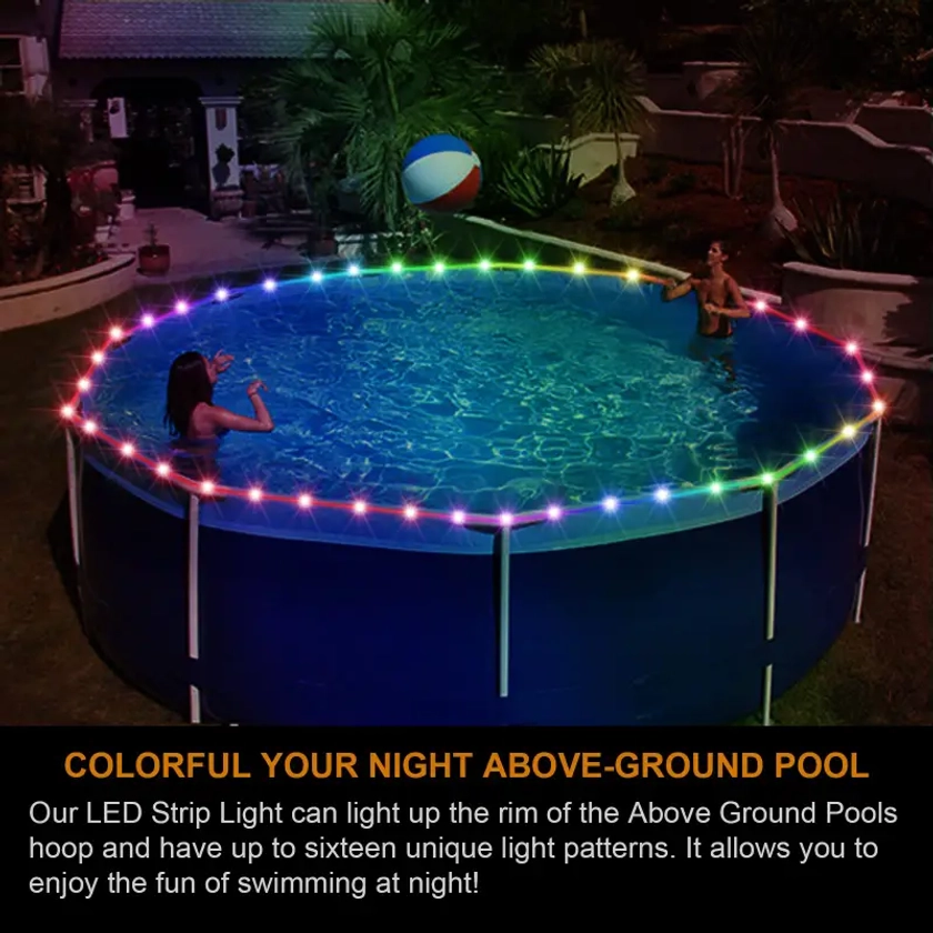 32Ft Submersible LED Pool Lights with Remote Control - Add Colorful Ambience to Your Patio with Outdoor Tube Lights!