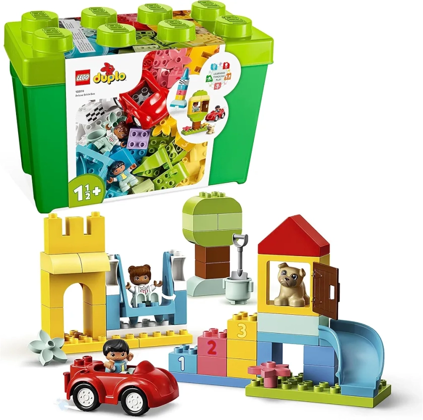 LEGO Duplo La Boîte de Briques Deluxe - Idée Cadeau Enfant 1 an - Jouet d'Activité et de Développement avec Rangement, Jeux Premier Age Éducatif pour Bébés de 18 Mois 10914