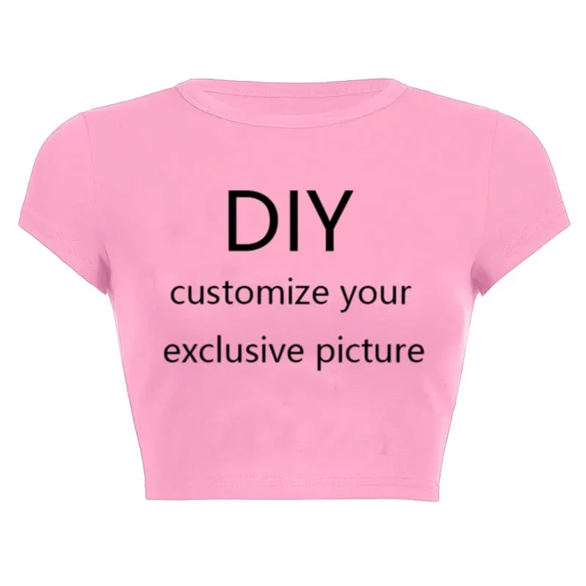 Nieuwe Uw Eigen Ontwerp-Camiseta de manga corta con cuello redondo para mujer, Tops cortos personalizados, logotipo/Foto con bricolaje, moda de verano, nuevo - AliExpress