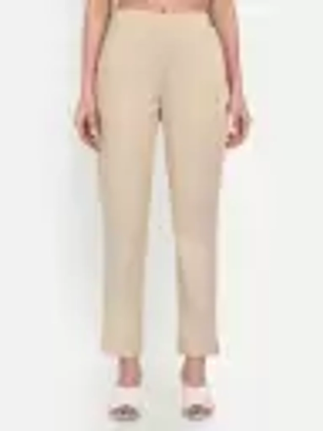 githaan Regular Fit Women Beige Trousers