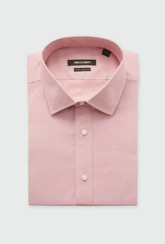 Men's Custom Shirts - Hailey Cotton Stretch Pink Shirt | INDOCHINO