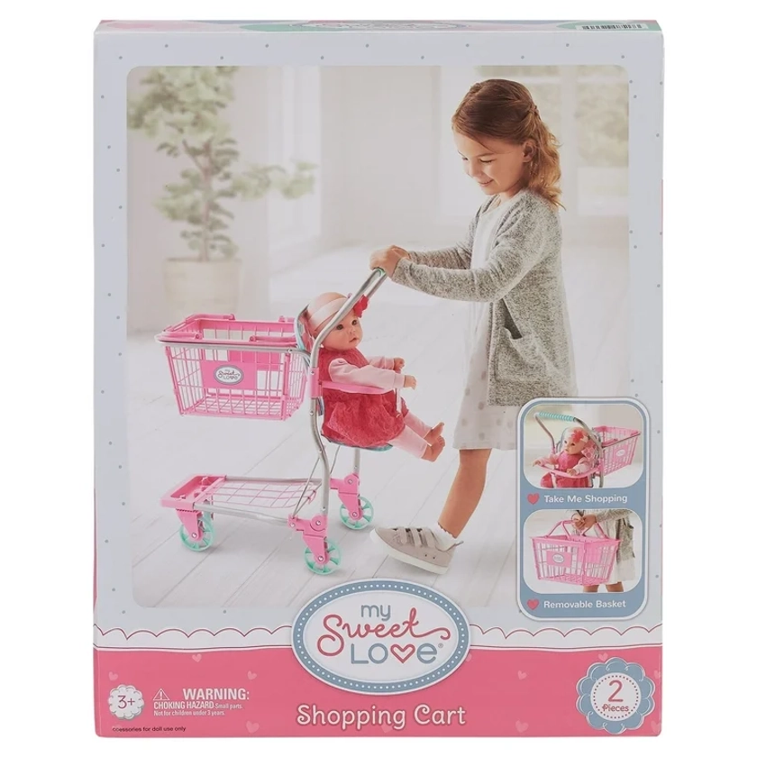 My Sweet Love Shopping Cart for 18" Dolls, Pink, 26.38" Tall