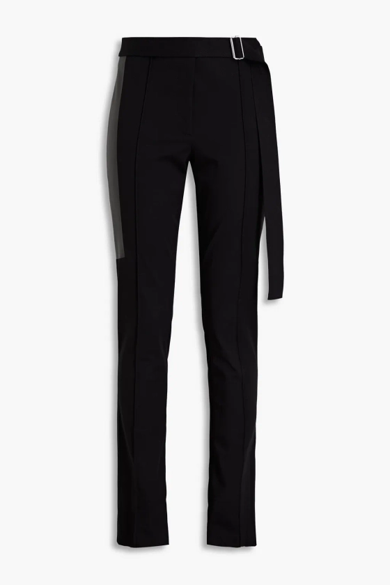 HELMUT LANG Belted cotton-blend twill skinny pants | THE OUTNET