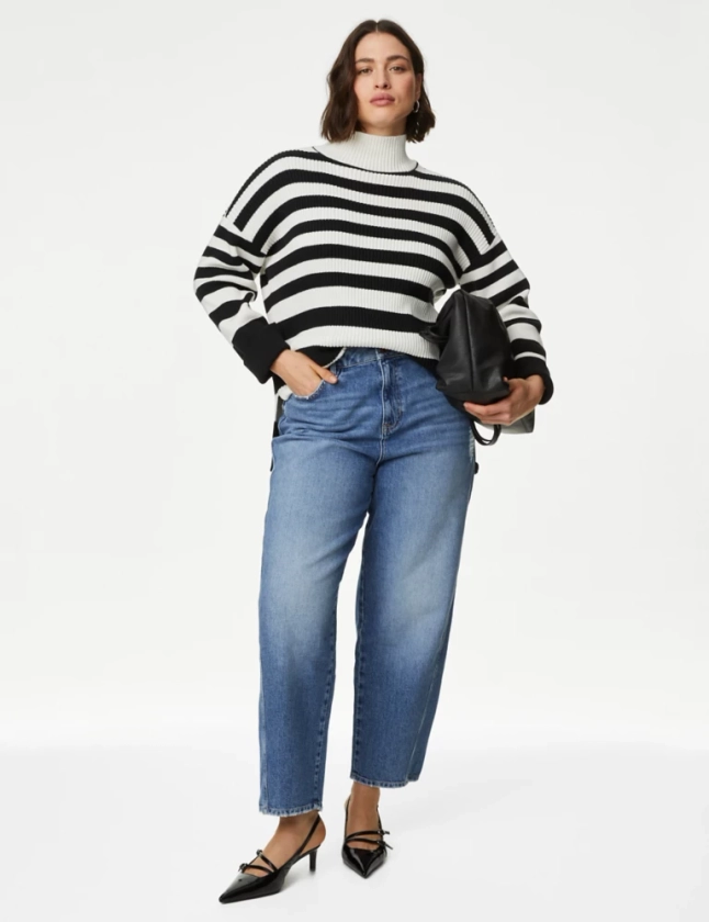 High Waisted Carrot Leg Ankle Grazer Jeans | M&S Collection | M&S