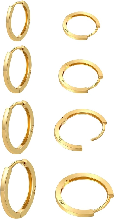 Amazon.com: HBFashion Small Gold Hoop Earrings Set for Women,Gold Huggie Hoop Earrings S925 Sterling Silver Earring Set Cubic Zirconia Gold Hoops Dainty Earrings for Men Tiny Cartilage Earring Hypoallergenic: Clothing, Shoes & Jewelry