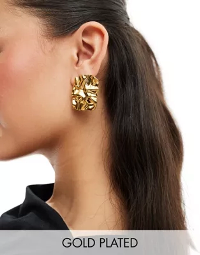 Neck On The Line estrella gold plated stainless steel statement stud earrings | ASOS