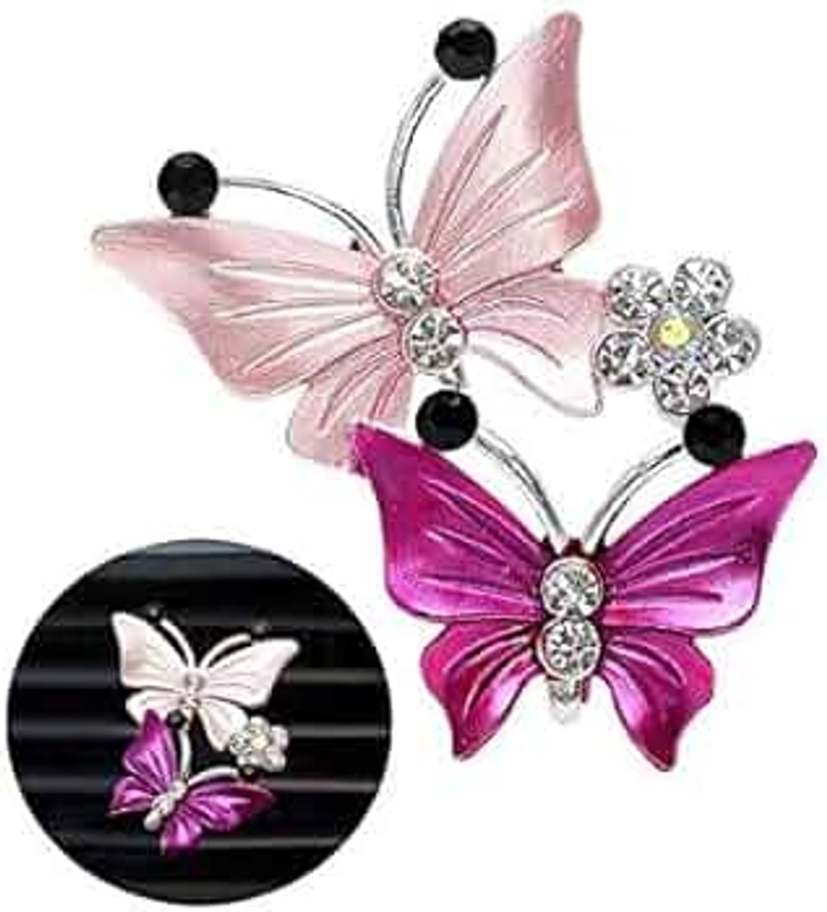 Car Aromatherapy Vent Clips,Lovely Dual Butterfly Car Air Outlet Freshener Perfume Clip Aroma Diffuser Decor - Pink