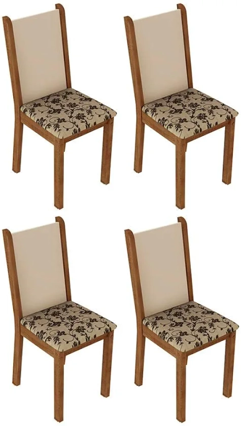 Kit 4 Cadeiras de Jantar 4291 Madesa Rustic/Crema/Bege Marrom | Amazon.com.br