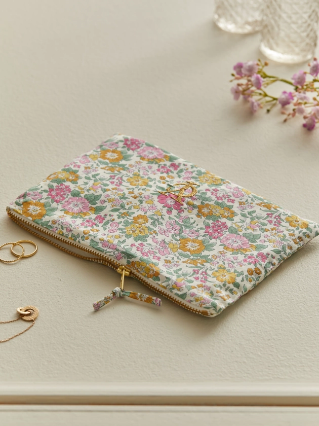 Pochette brodée en tissu Liberty - Vente Solidaire