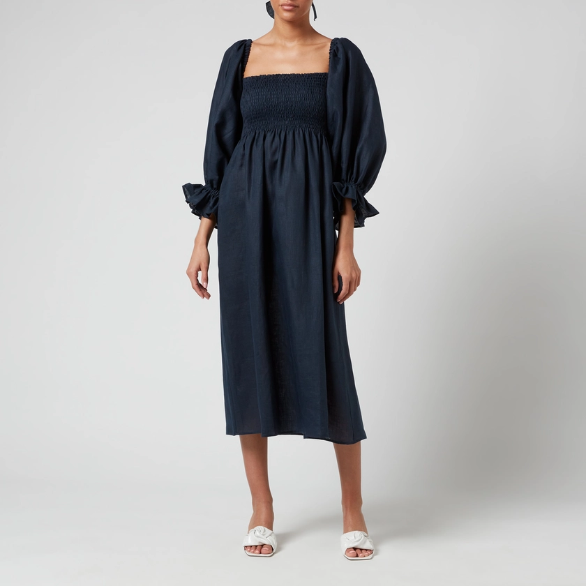 Sleeper Women's Atlanta Linen Dress - Navy | Coggles