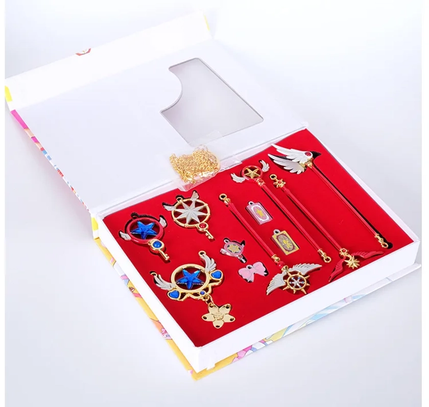Porte-clés de cartes Captor Sakura, baguettes magiques, collier pendentif, Cosplay, ensemble d'accessoires de Collection