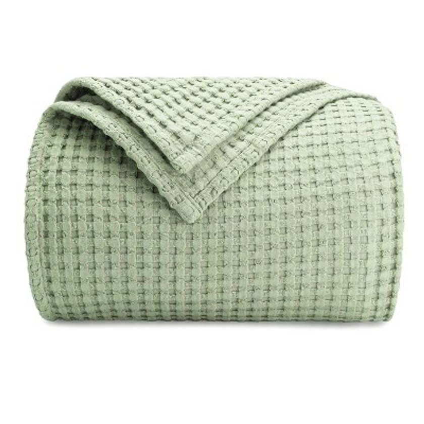 Waffle Blanket for Adults, Extra Large By Comfy Cubs - Throw: "50x60", Sage