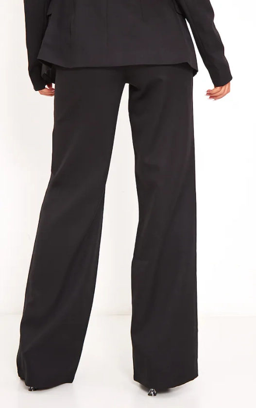 Tall Pantalon large ajusté en maille tissée noire à taille haute