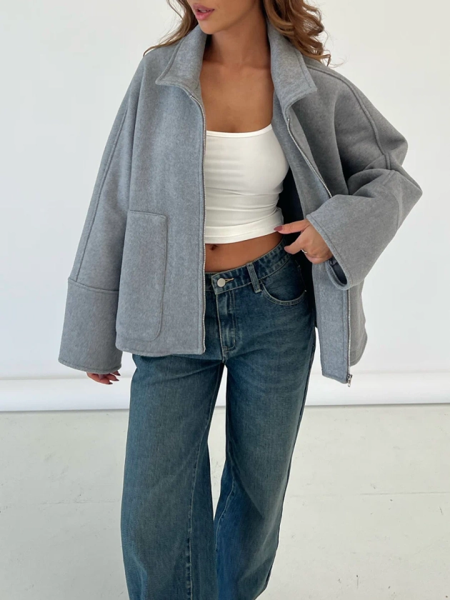 Wool zipper jacket - grey