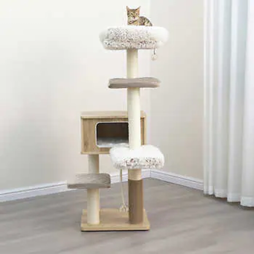 Catry Kasio 55 inch Cat Tree, With 6 Levels and Large Condo, Beige