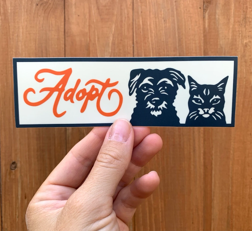 Adopt a Pet with Cat and Dog - High Quality Decal - Suitable for outdoor / bumper sticker use