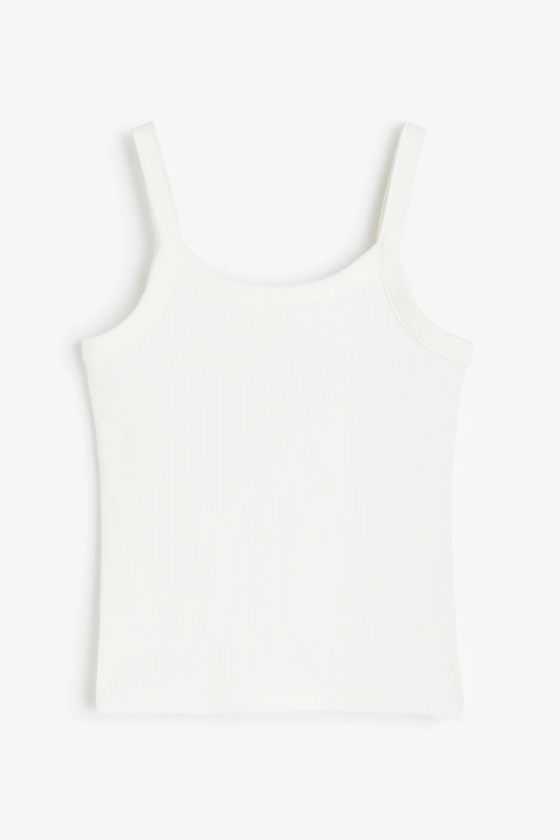 Ribbed strappy top - Round neck - Sleeveless - Dusty blue - Kids | H&M GB
