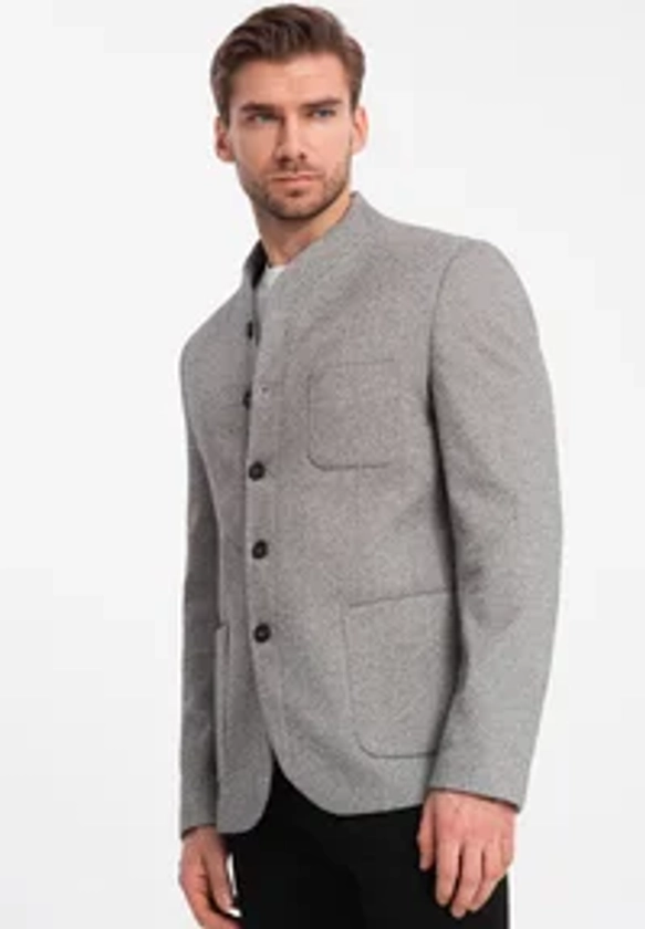 WITH STAND-UP COLLAR - Blazer - light grey