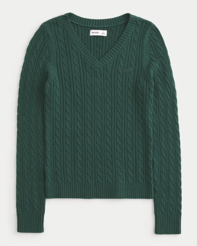 Women's Cable-Knit Icon V-Neck Sweater | Women's Tops | HollisterCo.com