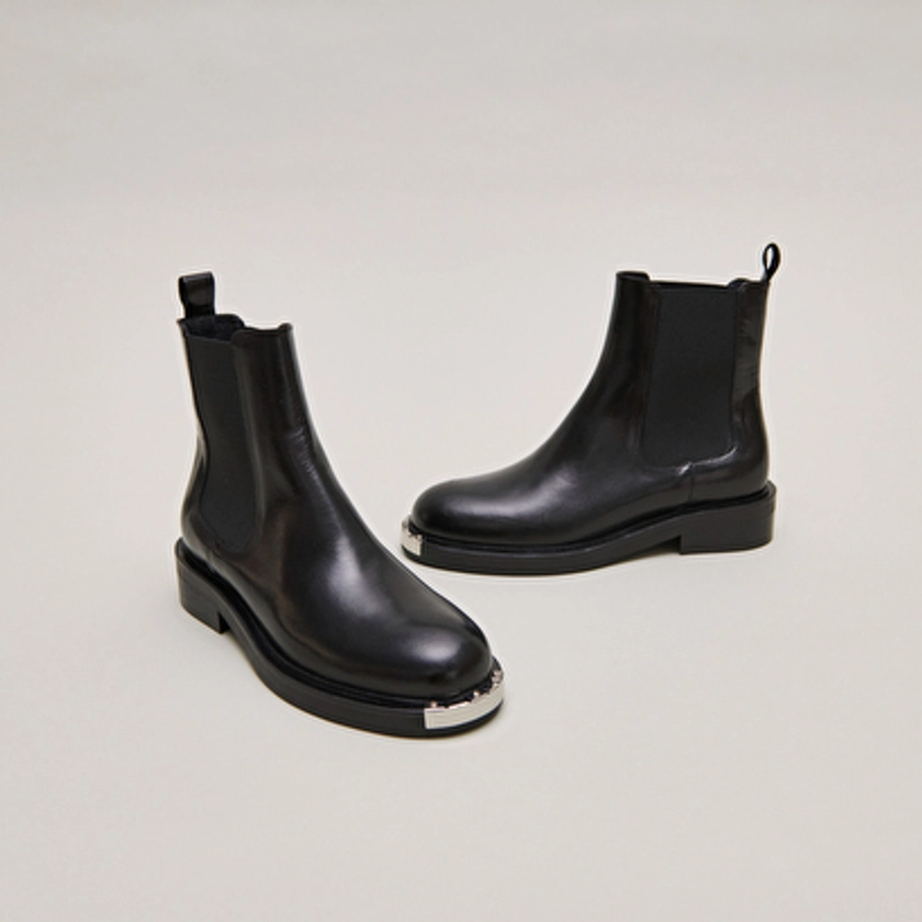 Boots à fronces et élastiques en cuir noir pour Femme | Jonak