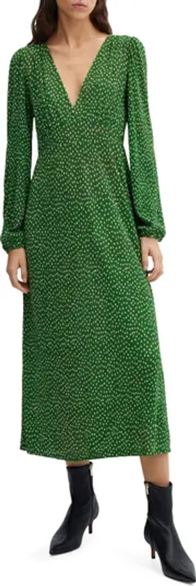 MANGO Polka Dot Long Sleeve Midi Dress | Nordstrom