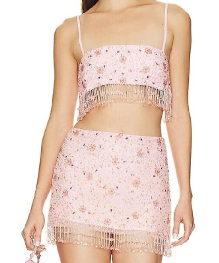 Majorelle Anastasia Embellished Crop Top & Embellished Mini Skirt Pink Fireworks | eBay