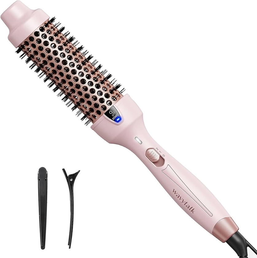 Amazon.com : Wavytalk Thermal Brush, 1 1/2 Inch Ionic Heated Round Brush Creates Blowout Look, Thermal Round Brush Makes Hair Shinier & Smoother, Dual Voltage, Easy to Use (Pink) : Beauty & Personal Care