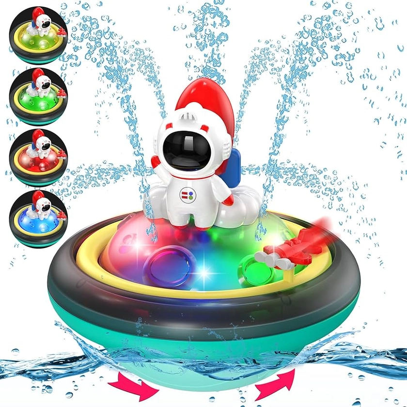 Baby Bath Toys for Toddlers, CRIOLPO Spray Water Toy Rotation Baby Light up Bath Toys, Automatic Induction Sprinkler Shower Toys with LED, Bathtub Pool Bath Toys Gift for 1 2 3 4 5 Year Old Boys Girls
