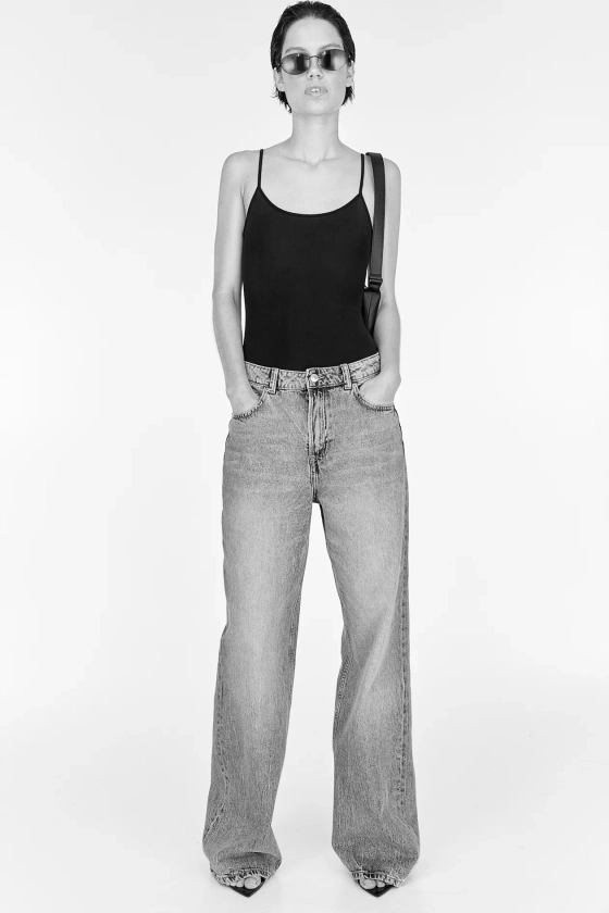 Wide High Jeans - Hoge taille - Lang - Grijs - DAMES | H&M NL