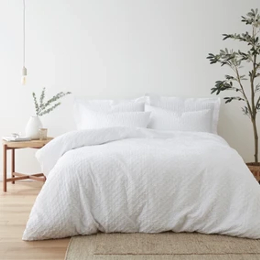 Edison Textured White Duvet Cover and Pillowcase Set