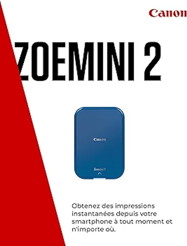 Canon Zoemini 2 Imprimante Photo Portable - Mini Imprimante Portable - Mini Imprimante Photo - Compacte et sans Fil - Bluetooth 5.0 et Charge Rapide Type-C - Imprimante de Voyage, Bleu Marin