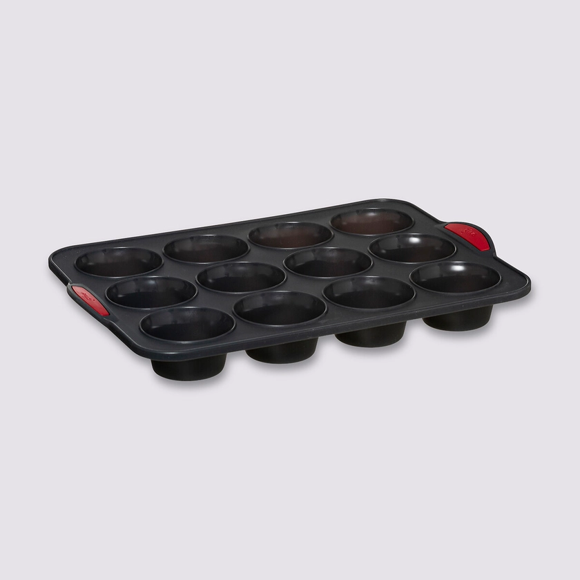 Moule 12 muffins silicone- Noir,rouge - Silitop | 5five