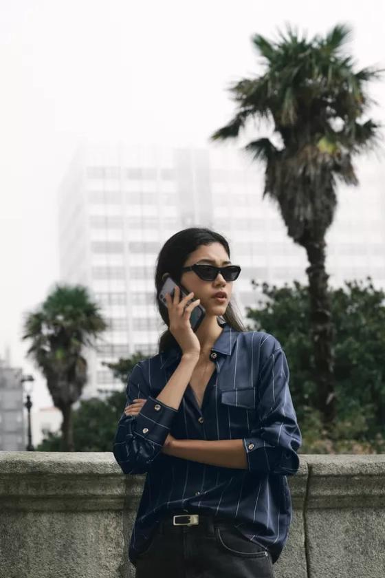 STRIPED SATIN SHIRT