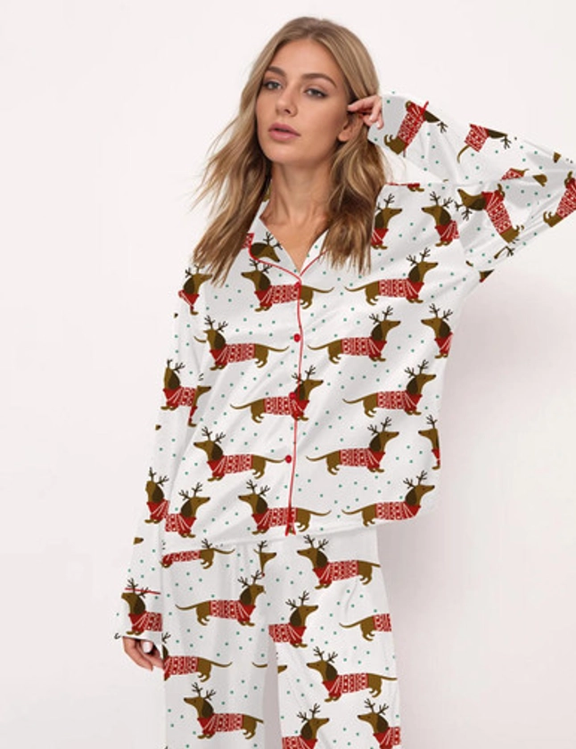 Christmas Sweater Dachshund Pajama Set