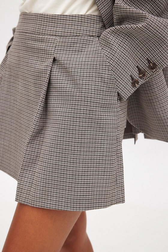 Small Check Pleated Mini Skirt Checkered