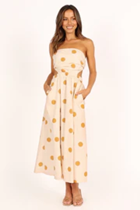 Angelique Dress - Beige Spot