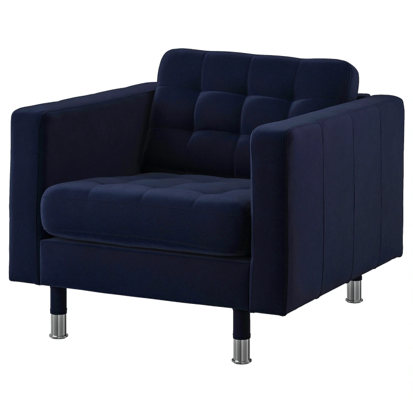 LANDSKRONA Armchair, Djuparp dark blue/metal - IKEA