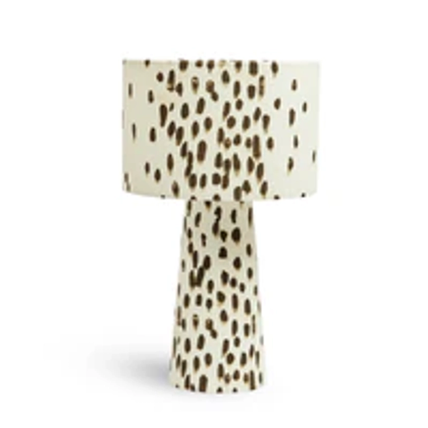 Tottenham Dalmatian Velvet Drum Table Lamp - Cocoa