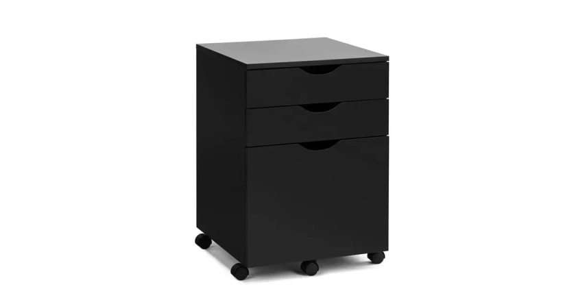 Marias Mobile Pedestal Filing Cabinet Storage Cabinet W/ 3-Drawers - Black | Filing Cabinets | Office Supplies