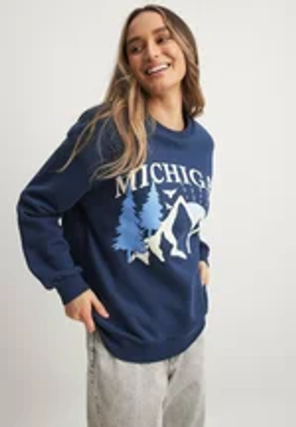 NA-KD Sweatshirt - navy/bleu - ZALANDO.FR